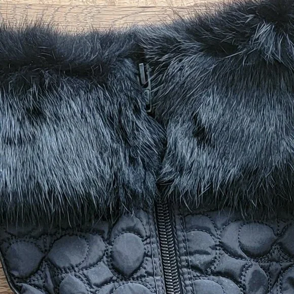 Coach Talen Womens Black Leather Quilted Winter Boots Zip Up Faux Fur Q244 - Picture 9 of 14